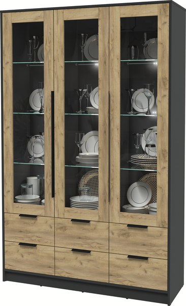 Шкаф с витриной Интерлиния Концепт КТ-ШВ3 с подсветкой