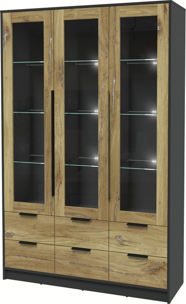 Шкаф с витриной Интерлиния Концепт КТ-ШВ3 с подсветкой - фото