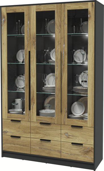 Шкаф с витриной Интерлиния Концепт КТ-ШВ3 с подсветкой