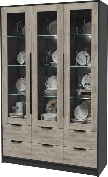 Шкаф с витриной Интерлиния Концепт КТ-ШВ3 с подсветкой