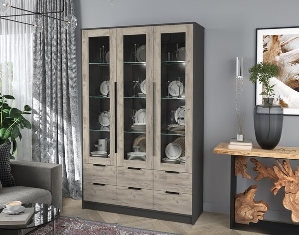 Шкаф с витриной Интерлиния Концепт КТ-ШВ3 с подсветкой