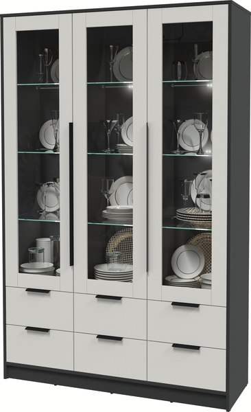 Шкаф с витриной Интерлиния Концепт КТ-ШВ3 с подсветкой