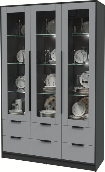 Шкаф с витриной Интерлиния Концепт КТ-ШВ3 с подсветкой