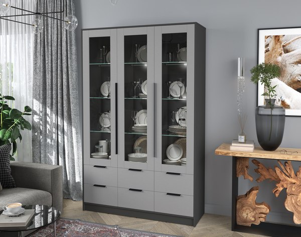 Шкаф с витриной Интерлиния Концепт КТ-ШВ3 с подсветкой