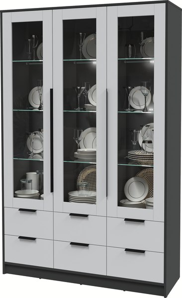 Шкаф с витриной Интерлиния Концепт КТ-ШВ3 с подсветкой