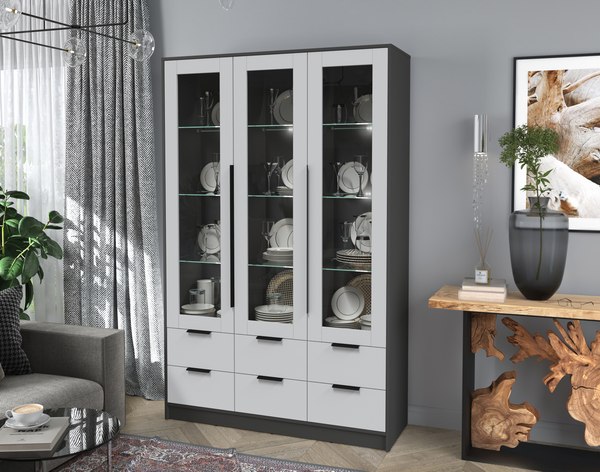 Шкаф с витриной Интерлиния Концепт КТ-ШВ3 с подсветкой