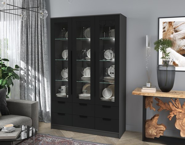 Шкаф с витриной Интерлиния Концепт КТ-ШВ3 с подсветкой