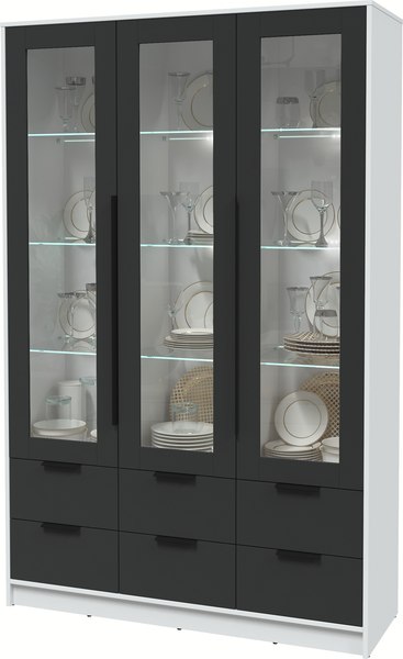 Шкаф с витриной Интерлиния Концепт КТ-ШВ3 с подсветкой