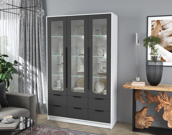 Шкаф с витриной Интерлиния Концепт КТ-ШВ3 с подсветкой