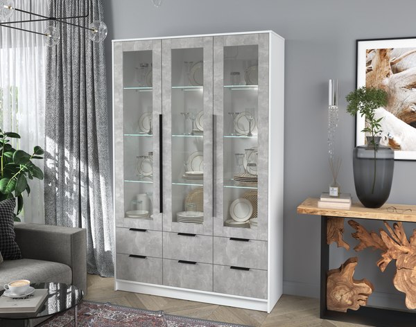 Шкаф с витриной Интерлиния Концепт КТ-ШВ3 с подсветкой