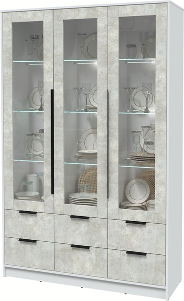 Шкаф с витриной Интерлиния Концепт КТ-ШВ3 с подсветкой