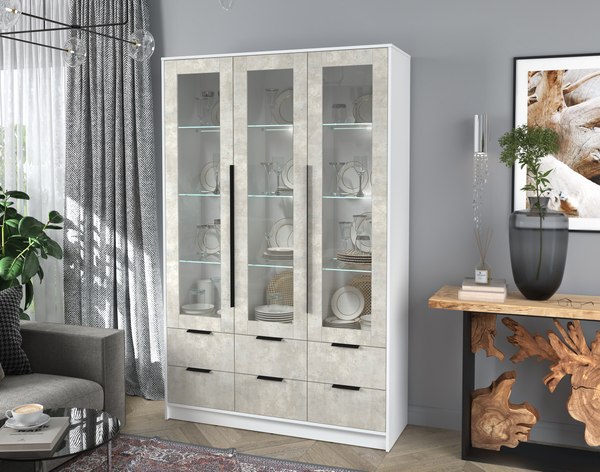 Шкаф с витриной Интерлиния Концепт КТ-ШВ3 с подсветкой