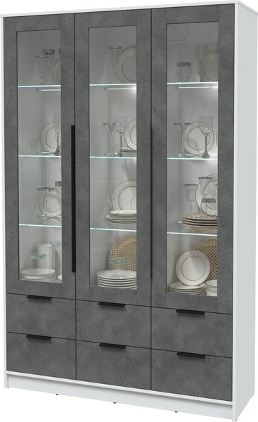 Шкаф с витриной Интерлиния Концепт КТ-ШВ3 с подсветкой