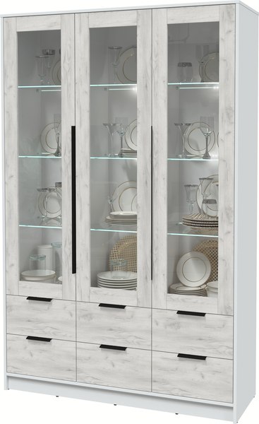 Шкаф с витриной Интерлиния Концепт КТ-ШВ3 с подсветкой