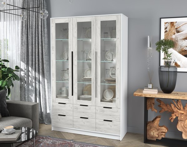 Шкаф с витриной Интерлиния Концепт КТ-ШВ3 с подсветкой