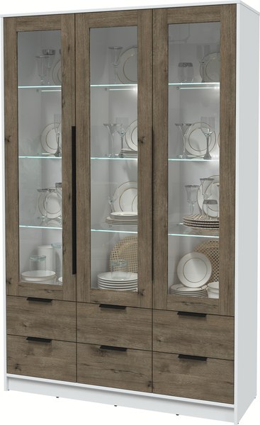 Шкаф с витриной Интерлиния Концепт КТ-ШВ3 с подсветкой