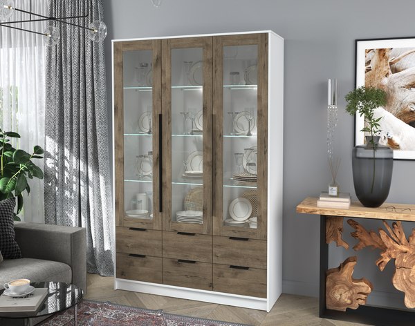 Шкаф с витриной Интерлиния Концепт КТ-ШВ3 с подсветкой