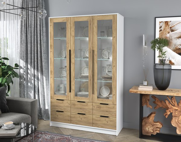 Шкаф с витриной Интерлиния Концепт КТ-ШВ3 с подсветкой