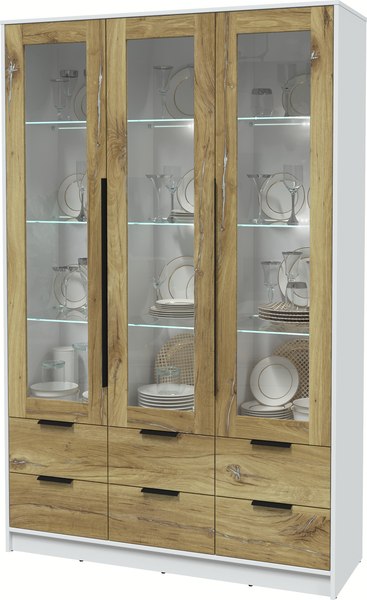 Шкаф с витриной Интерлиния Концепт КТ-ШВ3 с подсветкой