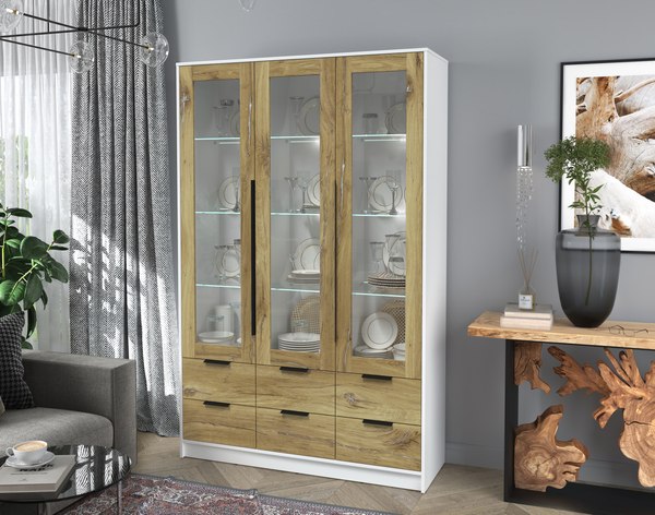 Шкаф с витриной Интерлиния Концепт КТ-ШВ3 с подсветкой