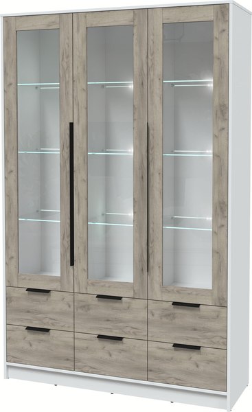 Шкаф с витриной Интерлиния Концепт КТ-ШВ3 с подсветкой - фото