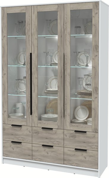 Шкаф с витриной Интерлиния Концепт КТ-ШВ3 с подсветкой