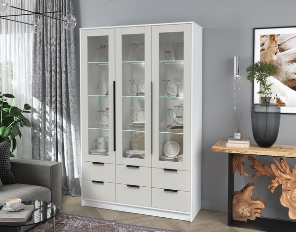 Шкаф с витриной Интерлиния Концепт КТ-ШВ3 с подсветкой