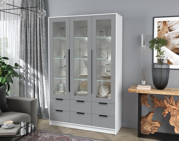 Шкаф с витриной Интерлиния Концепт КТ-ШВ3 с подсветкой