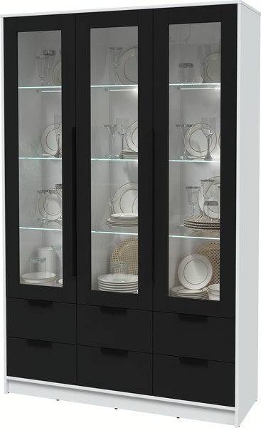 Шкаф с витриной Интерлиния Концепт КТ-ШВ3 с подсветкой