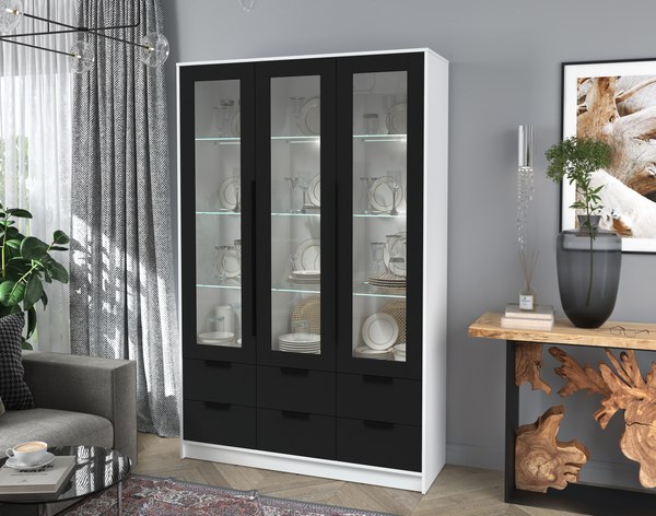 Шкаф с витриной Интерлиния Концепт КТ-ШВ3 с подсветкой