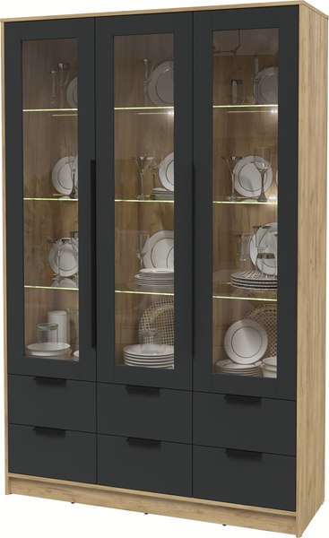 Шкаф с витриной Интерлиния Концепт КТ-ШВ3 с подсветкой