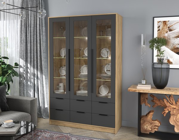 Шкаф с витриной Интерлиния Концепт КТ-ШВ3 с подсветкой