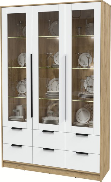 Шкаф с витриной Интерлиния Концепт КТ-ШВ3 с подсветкой