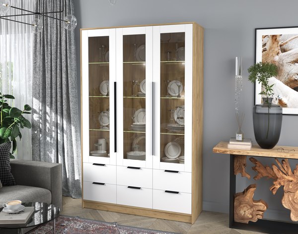 Шкаф с витриной Интерлиния Концепт КТ-ШВ3 с подсветкой