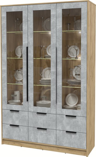 Шкаф с витриной Интерлиния Концепт КТ-ШВ3 с подсветкой