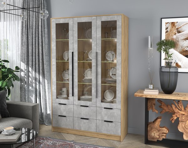 Шкаф с витриной Интерлиния Концепт КТ-ШВ3 с подсветкой