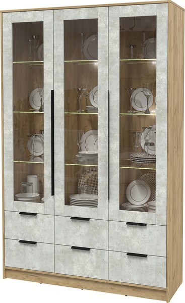 Шкаф с витриной Интерлиния Концепт КТ-ШВ3 с подсветкой