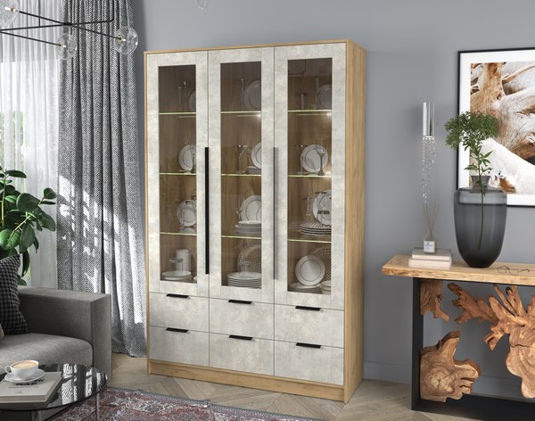 Шкаф с витриной Интерлиния Концепт КТ-ШВ3 с подсветкой