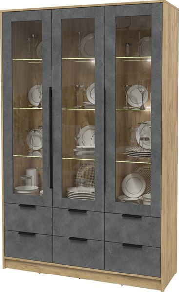 Шкаф с витриной Интерлиния Концепт КТ-ШВ3 с подсветкой