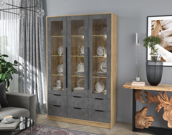 Шкаф с витриной Интерлиния Концепт КТ-ШВ3 с подсветкой