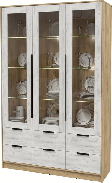 Шкаф с витриной Интерлиния Концепт КТ-ШВ3 с подсветкой