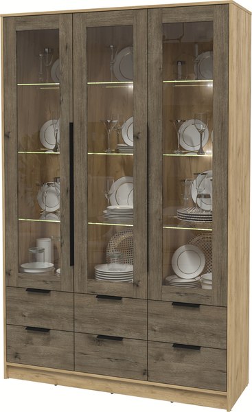 Шкаф с витриной Интерлиния Концепт КТ-ШВ3 с подсветкой