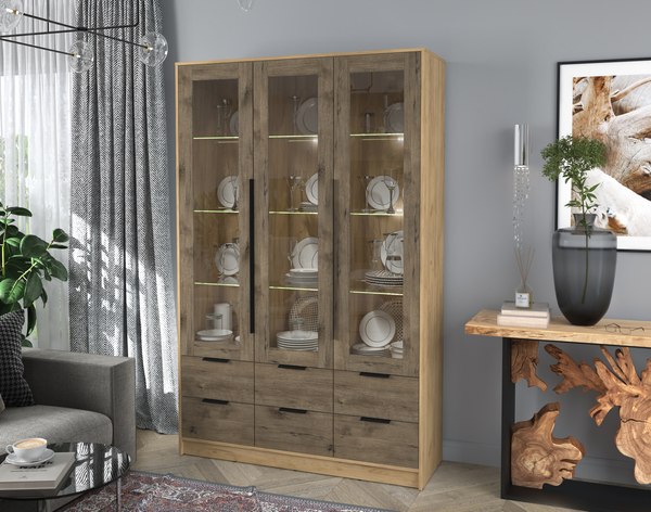 Шкаф с витриной Интерлиния Концепт КТ-ШВ3 с подсветкой