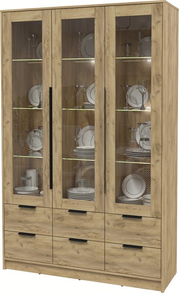 Шкаф с витриной Интерлиния Концепт КТ-ШВ3 с подсветкой