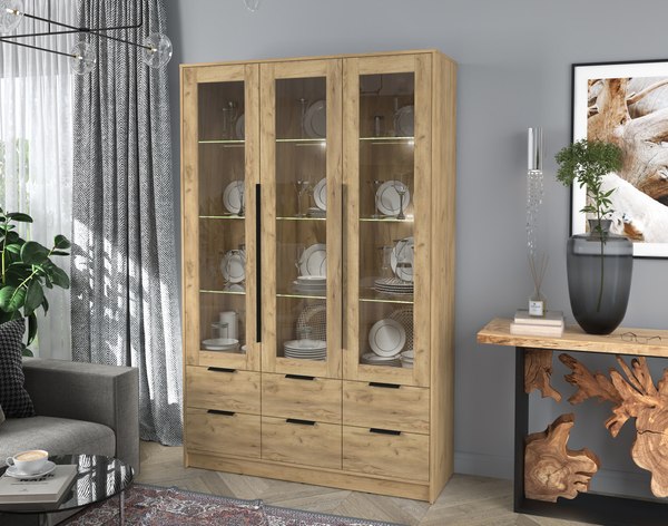 Шкаф с витриной Интерлиния Концепт КТ-ШВ3 с подсветкой