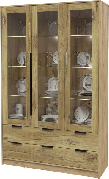 Шкаф с витриной Интерлиния Концепт КТ-ШВ3 с подсветкой