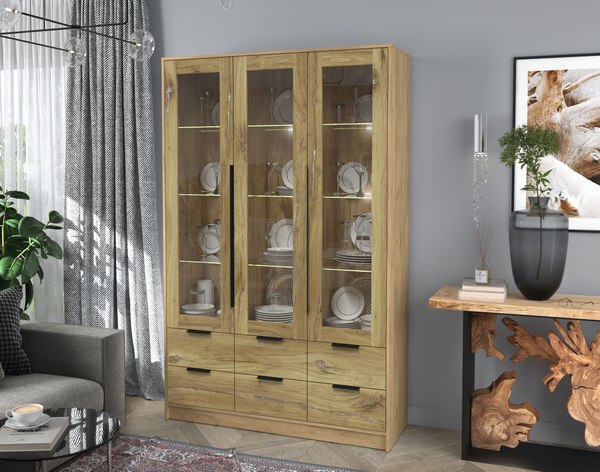 Шкаф с витриной Интерлиния Концепт КТ-ШВ3 с подсветкой