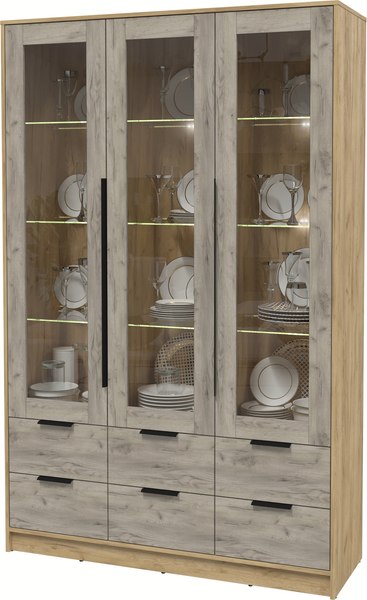 Шкаф с витриной Интерлиния Концепт КТ-ШВ3 с подсветкой