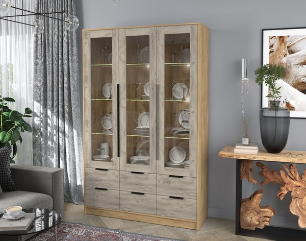 Шкаф с витриной Интерлиния Концепт КТ-ШВ3 с подсветкой