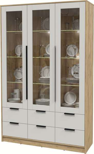 Шкаф с витриной Интерлиния Концепт КТ-ШВ3 с подсветкой